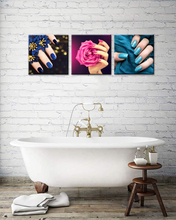 Load image into Gallery viewer, Artsbay 3 Pieces Modern Canvas Wall Art Fashion Woman Beauty Salon Painting Picture Nail Hand Spa Artwork Makeup and Manicure Poster Bedroom Decor Stretched Ready to Hang