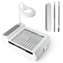 Load image into Gallery viewer, Nail Salon Dust Collector with Lamp for Acrylic Nails, Professional Nail Vacuum Cleaner Suction Fan with Stainless Steel Cuticle Pusher Manicure Tool (01)