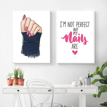 Load image into Gallery viewer, Fashion Pink Makeup Nails Canvas Wall Art Print Nordic Poster Cartoon Nail Polish Posters Prints Wall Art Nails Art Picture Girl Beauty Salon Prints Pop Art for Nails Salon Wall Decor Unframed