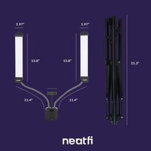 Load image into Gallery viewer, (New Model) Neatfi Supreme LED Light Kit for Estheticians, Make up & Tattoo Artists, Filming & Photography, 3600 Lumens Bright, 3 Light Color Modes, with Adjustable Tripod & Flexible Phone Holder