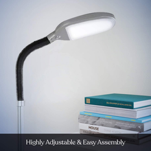 Load image into Gallery viewer, Brightech Litespan - Bright LED Floor Lamp for Crafts and Reading - Estheticians' Light for Lash Extensions - Natural Daylight Lighting for Office Tasks - Adjustable Gooseneck Pole Lamp (Titanium Silver)