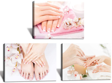 Load image into Gallery viewer, HOMEOART 3 Pieces Beauty Salon Wall Pictures Nail Salon Decor Pedicure & Manicure Poster Canvas Prints Framed, 12"X16"X3 Pieces