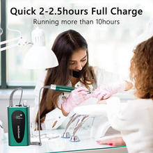 Load image into Gallery viewer, Melodysusie Professional Rechargeable 35000RPM Nail Drill, Cordless Portable Electric E File for Acrylic Gel Nails, Manicure Pedicure Shape Carve Tools with Low Noise Low Heat, Sparkle plus (Green)