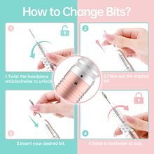 Load image into Gallery viewer, Delanie Rechargeable 35000RPM Nail Drill Machine for Acrylic Nails, Protable Efile Nail Drill with 6Pcs Standard 3/32 Drill Bits for Acrylic Nails Gel Polish Dip Powder Home Manicure and Salon