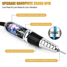 Load image into Gallery viewer, Professional Nail Drill Machine 35000 Rpm with Foot Pedal and Forward/Reverse Rotation,Juemel Electric Nail File for Gel Nails,Acrylic,Manicure Pedicure Polishing Shape Tool Kit 125Pcs,Nail Drill Bits