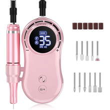 Load image into Gallery viewer, Professional Rechargeable 35000 Rpm Nail Drill, Portable Electric E File Machine for Acrylic, Gel Nails, Manicure Pedicure Polishing with 11Pcs Nail Drill Bits and Sanding Bands for Home and Salon Use