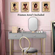 Load image into Gallery viewer, Motivational Black Girl Wall Art,Black Girl Inspirational Quotes Art Painting,African American Girl Art Painting, Abstract African American Woman Wall Art Decor for Home Bedroom - Set of 4 (8"X 10", No Frame