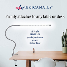 Load image into Gallery viewer, Americanails Original Flexilamp - LED Table Desk Lamp - Removable Clamp - Adjustable Lighting for Nail Stations - Manicure Table Light - Flexible Arm - 48 LED Beads - 300 Lumens