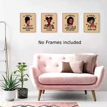 Load image into Gallery viewer, Motivational Black Girl Wall Art,Black Girl Inspirational Quotes Art Painting,African American Girl Art Painting, Abstract African American Woman Wall Art Decor for Home Bedroom - Set of 4 (8"X 10", No Frame