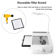 Load image into Gallery viewer, Nail Salon Dust Collector with Lamp for Acrylic Nails, Professional Nail Vacuum Cleaner Suction Fan with Stainless Steel Cuticle Pusher Manicure Tool (01)
