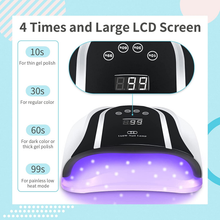 Load image into Gallery viewer, UV LED Gel Nail Lamp, 160W Professional Nail Dryer for Two Hands Use, Large Gel Curing Nail Light with 54 Lamp Beads for Home Salon (Milky White)