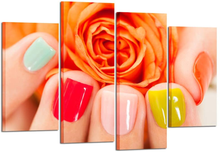 Load image into Gallery viewer, Kreative Arts Large 4 Panel Canvas Wall Art Orange Roses Nail Varnish Beauty Manicure Orange Poster Art Prints Hand Spa Beauty Salon Modern Walls Decor Stretched Gallery Canvas Wrap Giclee Print