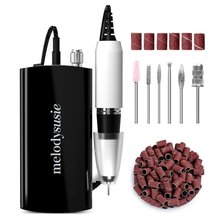 Load image into Gallery viewer, Melodysusie Professional Nail Drill - 30000 Rpm Rechargeable Portable Nail Drills with 6 Bits and 106 Sanding Bands, Cordless Electric Nail File Machine for Acrylic Gel Nails Shape Carve Polish, Black