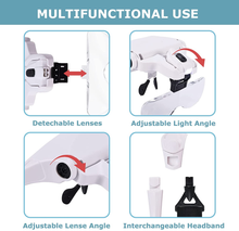 Load image into Gallery viewer, Dicfeos Magnifying Glass with Light for Close Work, Headband Magnifier with Light, with 5 Lenses, Perfect for Jewelry, Arts , Crafts, Painting and DIY