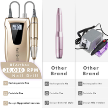 Load image into Gallery viewer, Cordless Nail Drill - Portable Efile Nail Drill, Btartbox 30000RPM Nail Drill Machine Rechargeable Electric Professional Nail Drill for Acrylic Nails, Gift for Women Home and Salon Use, Gold