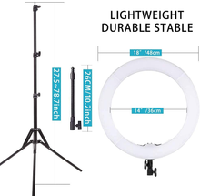 Load image into Gallery viewer, GSKAIWEN 18Inch 65W LED Makeup Ring Light with Mirror for Eyebrow Tattoo Light Lash Lamp Beauty Light Eyelash Extension Lamp Studio Video Photography Light with Tripod Phone Holder Mirror and Bag