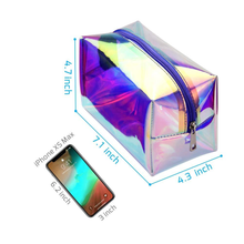 Load image into Gallery viewer, Cambond Holographic Makeup Bag Clear Cosmetic Bag Organizer Large Capacity Iridescent Makeup Pouch Clear Toiletry Pouch Hologram Clutch Cosmetic Pouch for Women Purple