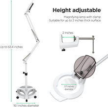 Load image into Gallery viewer, Easyinbeauty LED Magnifying Floor Lamp with Wheels - 2-In-1 Rolling Floor Lamp for Esthetician - Magnifying Work Light - Dimmable Magnifier Mag Lamp for Reading, Sewing, Crafts, Eyelash Extensions