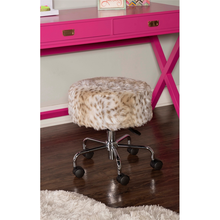 Load image into Gallery viewer, Linon Mallory Faux Fur Backless Rolling Stool in Brown