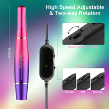 Load image into Gallery viewer, Electric Nail Drill Machine Kit, Lavinda Aurora Portable Upgraded USB Efile Set for Acrylic Gel Nails, 20000RPM with Diamond Drill Bits Nail Clipper and Brush, Home Salon Use