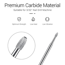 Load image into Gallery viewer, Melodysusie Cuticle Clean Nail Drill Bit 3/32'', Professional Safety Carbide Nail Bit under Nail Cleaner for Cuticle Dead Skin Nail Prepare, Two Way Rotate, Manicure Nail Salon Supply (Medium)