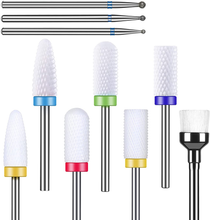 Load image into Gallery viewer, 10Pcs Professional Ceramic Nail Drill Bits Set - Yafex 3/32'' Diamond Carbide Nail Drill Bit Rotary Burrs for Electric Manicure Pedicure Nail File Machine