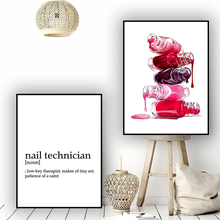 Load image into Gallery viewer, VLOLIFE Nail Polish Canvas Wall Art Makeup Illustration Beauty Vanity Poster Prints Wall Decor Nail Manicurist Gift Fashion Nails Salon Wall Art Posters Prints Unframed, 16X24Inchx2 Unframed