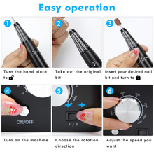 Load image into Gallery viewer, Nail Drill for Acrylic Nails - Professional Nail Drill Machine Btartbox 30000 RPM Electric Efile Nail Drill for Gel Nails Remove Poly Nail Gel Gift for Women Home and Salon Use, Black