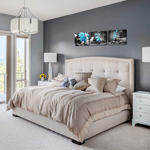 Load image into Gallery viewer, 3 Panels Spa Decor Zen Canvas Wall Art Spa Stones and Blue Orchid Flower Picture Prints Relax Painting Artwork for Home Bathroom Spa Salon Decoration Stretched and Framed Ready to Hang