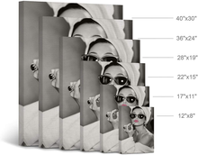 Load image into Gallery viewer, Audrey Hepburn Wall Art Makeup Pink Lipstick CANVAS PRINT Iconic Pop Art Pretty Beauty Black and White Home Decor Artwork Gallery Stretched and Ready to Hang - %100 Handmade in the USA - 12X8