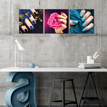 Load image into Gallery viewer, Artsbay 3 Pieces Modern Canvas Wall Art Fashion Woman Beauty Salon Painting Picture Nail Hand Spa Artwork Makeup and Manicure Poster Bedroom Decor Stretched Ready to Hang