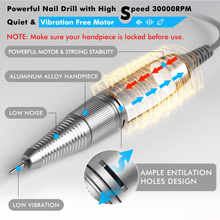 Load image into Gallery viewer, Nail Drills for Acrylic Nails - Professional Nail Drill Machine Btartbox 30000 RPM Electric Efile Nail Drill for Gel Nails Remove Poly Nail Gel Gift for Women Home and Salon Use, White