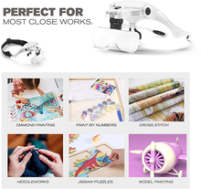 Load image into Gallery viewer, Dicfeos Magnifying Glass with Light for Close Work, Headband Magnifier with Light, with 5 Lenses, Perfect for Jewelry, Arts , Crafts, Painting and DIY