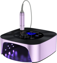 Load image into Gallery viewer, Melodysusie Professional 2 in 1 Nail Drill with Nail Lamp, 60W Nail Dryer with 4 Timer Setting Sensor for Acrylic Gel Poly Nails Curing and Removing, Salon Home Use, Purple