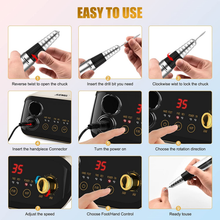 Load image into Gallery viewer, Professional Nail Drill Machine 35000 Rpm with Foot Pedal and Forward/Reverse Rotation,Juemel Electric Nail File for Gel Nails,Acrylic,Manicure Pedicure Polishing Shape Tool Kit 125Pcs,Nail Drill Bits