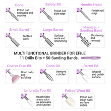 Load image into Gallery viewer, AIRSEE Portable Electric Nail Drill Professional Efile Nail Drill Kit for Acrylic, Gel Nails, Manicure Pedicure Polishing Shape Tools with 11Pcs Nail Drill Bits and 56 Sanding Bands
