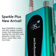 Load image into Gallery viewer, Melodysusie Professional Rechargeable 35000RPM Nail Drill, Cordless Portable Electric E File for Acrylic Gel Nails, Manicure Pedicure Shape Carve Tools with Low Noise Low Heat, Sparkle plus (Green)