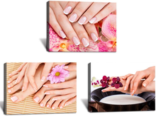 Load image into Gallery viewer, Artbones Canvas Prints Manicure Pedicure Wall Pictures Beauty Salon Spa Room Wall Decor Framed Ready to Hang 12"X16"X3Panels