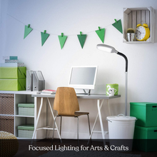 Load image into Gallery viewer, Brightech Litespan - Bright LED Floor Lamp for Crafts and Reading - Estheticians' Light for Lash Extensions - Natural Daylight Lighting for Office Tasks - Adjustable Gooseneck Pole Lamp (Titanium Silver)