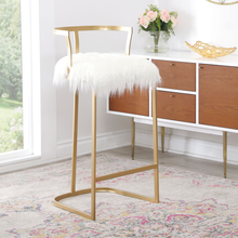 Load image into Gallery viewer, Devon & Claire Celina White Faux Fur Bar Stool