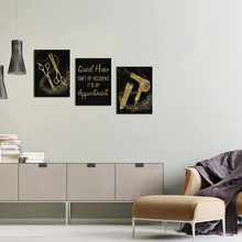 Load image into Gallery viewer, Conipit Barbershop Tools Wall Picture Hair Salon Canvas Art for Bathroom Black and Gold Picture Motivational Quote Painting Prints Gallery Wrapped Ready to Hang 3 Pieces