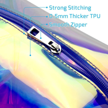 Load image into Gallery viewer, Cambond Holographic Makeup Bag Clear Cosmetic Bag Organizer Large Capacity Iridescent Makeup Pouch Clear Toiletry Pouch Hologram Clutch Cosmetic Pouch for Women Purple