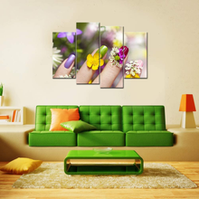 Load image into Gallery viewer, Nachic Wall 4 Piece Canvas Wall Art Fashion Woman Flower Nails Pictures Painting Beauty Salon Manicure Poster Canvas Print with Wooden Frame for Hands Spa Bathroom Ladies Makeup Dressing Room Decor