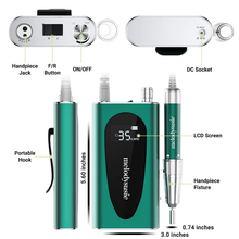 Load image into Gallery viewer, Melodysusie Professional Rechargeable 35000RPM Nail Drill, Cordless Portable Electric E File for Acrylic Gel Nails, Manicure Pedicure Shape Carve Tools with Low Noise Low Heat, Sparkle plus (Green)