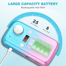 Load image into Gallery viewer, Rechargeable Nail Drill Machine 35000RPM Cordless Electric Nail File Professional Acrylic Nail Drill Kit for Gel Nails Manicure Pedicure Polishing Shape Tools for Home and Salon Use