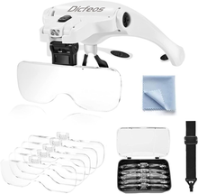 Load image into Gallery viewer, Dicfeos Magnifying Glass with Light for Close Work, Headband Magnifier with Light, with 5 Lenses, Perfect for Jewelry, Arts , Crafts, Painting and DIY