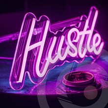 Load image into Gallery viewer, ROYOCE Hustle Neon Sign, Neon Lights for Bedroom Wall Decor, Pink, LED Neon Signs (16X7 Inch)