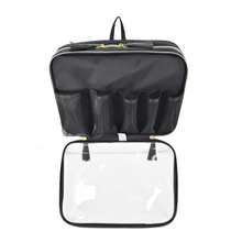 Load image into Gallery viewer, Modella Dual Zipper Ultimate Weekender with Hanging Option and Clear PVC Shell/Classic Black Multi-Compartment Top Handle Bag with Signature Gold Hardware