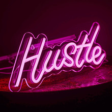 Load image into Gallery viewer, ROYOCE Hustle Neon Sign, Neon Lights for Bedroom Wall Decor, Pink, LED Neon Signs (16X7 Inch)
