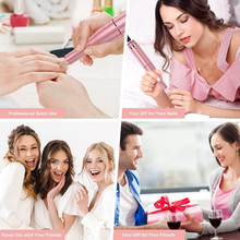 Load image into Gallery viewer, Professional Rechargeable 35000 Rpm Nail Drill, Portable Electric E File Machine for Acrylic, Gel Nails, Manicure Pedicure Polishing with 11Pcs Nail Drill Bits and Sanding Bands for Home and Salon Use